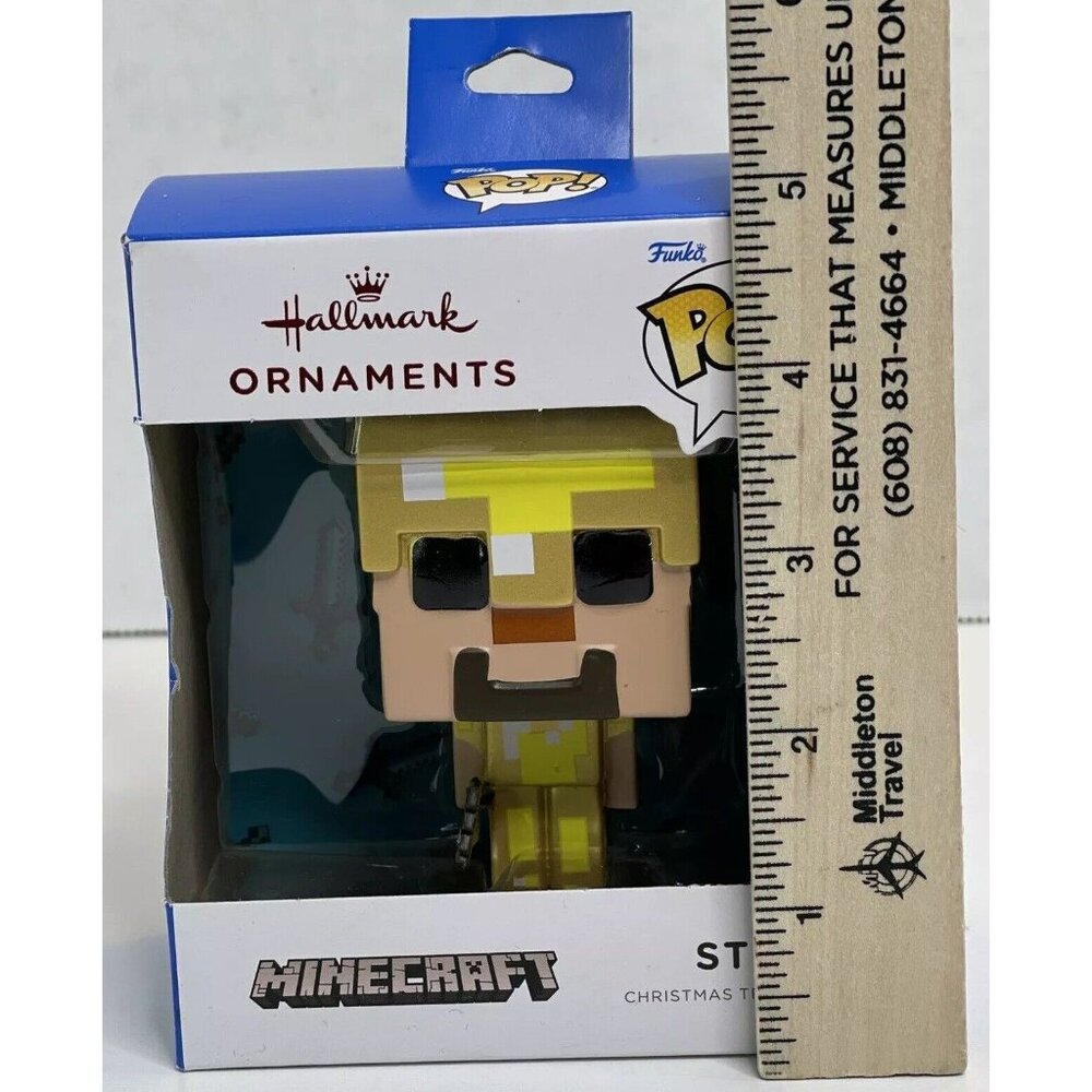 Funko POP! Minecraft ~ Steve Gold Armor ~ Hallmark Christmas Ornament Unopened - Picture 6 of 8